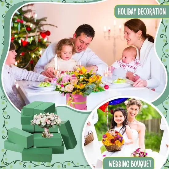 32 Pcs Floral Foam Blocks for Flower Arrangements 7.9 x 3.5 x 2.4 Inches Green Florist Foam Bricks Dry Wet for Fresh or Artificial Flowers Craft Plant for Wedding Garden Decorations {4}