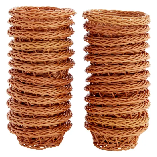 24 Pack Small Woven Basket Set, 3.1x1.2 Inches, Bulk Mini Wicker Baskets for Favors Brown {6}