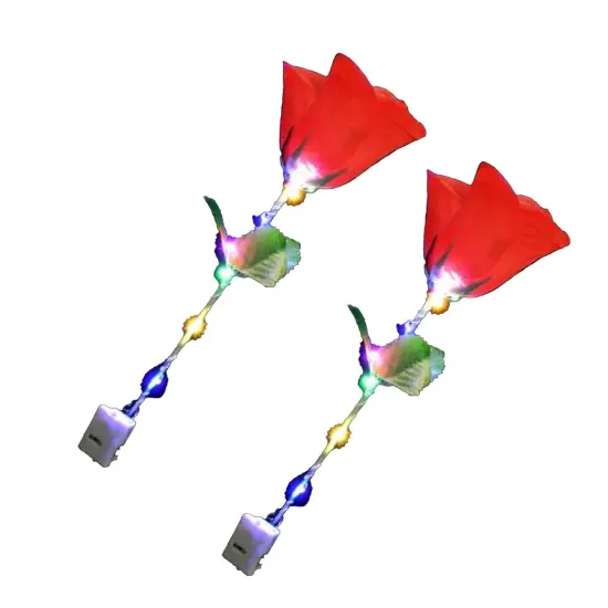 Light Up Roses 3 Function LED Fabric Rose with Plastic Stem {3}