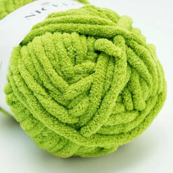 3 Skeins Sparkling Chenille Yarn Soft Yarn for Crochet Knitting Blanket Yarn DIY Craft Yarn for Blanket-Total Length 3&times;50m(3&times;55yds/3.53oz&times;3)- Spring Green {3}