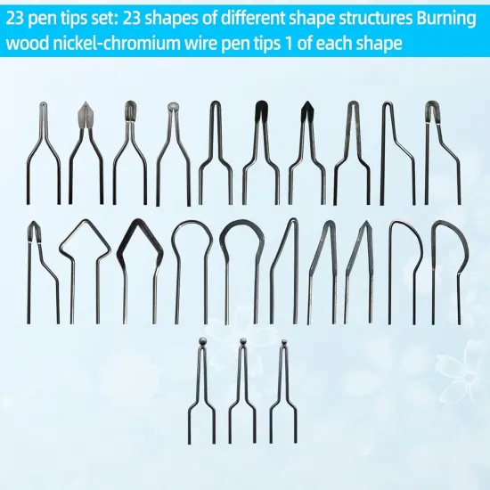 23pcs Wood Burning Kit,Wood Burning Tips Wood Burner tip,Burning Tool Wood Burning High impedance Nickel-Chromium Wire Pen tip Wood Burning Tool Pen tip can Replace Accessories (Pen tips-1-23 Kinds) {2}