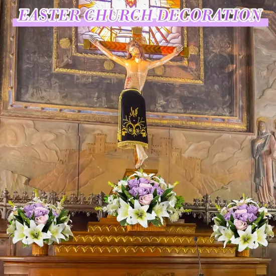 20 Pcs Summer Bouquets Artificial Flowers Velvet Realistic Roses and Latex Easter Lilies Flowers Bouquet Decorations Arrangements {2}