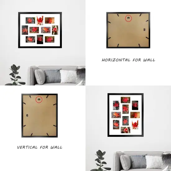 Black 10 Opening 4x6 Picture Frames Collage Set of 2, 18x22.5 Wall Frame with White Mat Display Ten 4 by 6 Inch Photos {3}