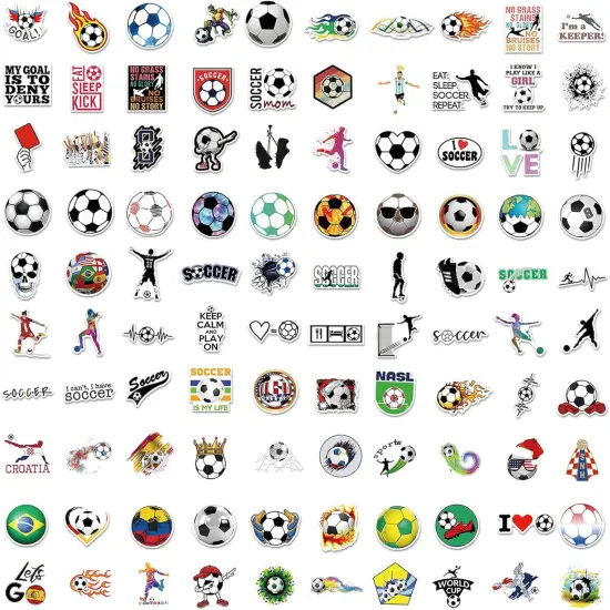 100PCS Soccer Stickers for Scrapbooking, Motivational Vinyl Waterproof Stickers for Water Bottles, Luggage, Teaching Incentives, Soccer Team Gifts for Kids, Teens and Adults {2}