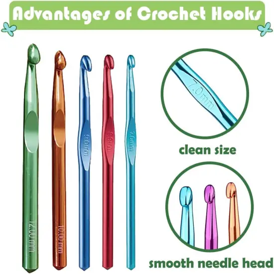 Large Aluminum Crochet Hooks Set 7mm, 8mm, 9mm,10mm, 12mm,Crochet Needle,Big Crochet Hooks {3}