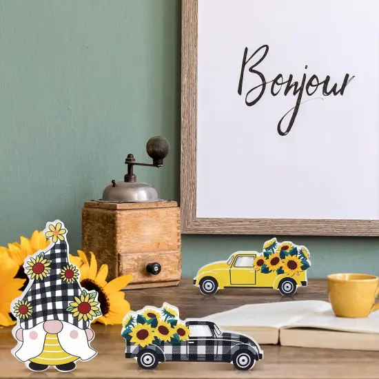 6 Pcs Sunflower Table Decorations Summer Tiered Tray Decor {4}