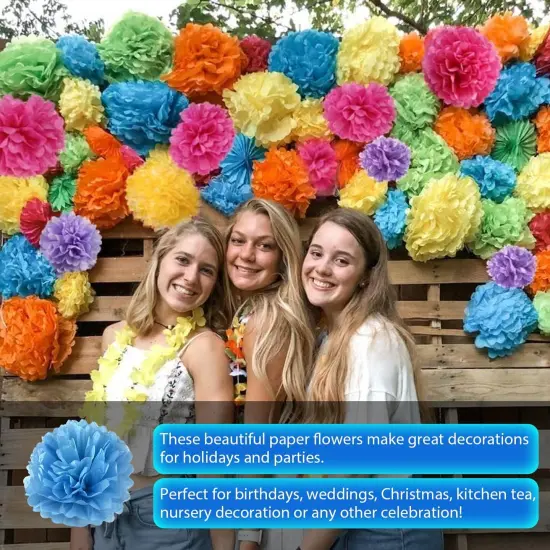 20pcs Blue Paper Decorative Pom Poms Flowers Ball for Party Wedding Outdoor Decoration {4}