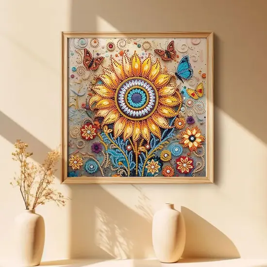 5D Special Shape Diamond Art Kits for Beginners, Sunflower Diamond Painting Kits for Adults, Crystal Rhinestones Diamond Painting for Home Wall Decoration Gift, 12&times;12inch {2}