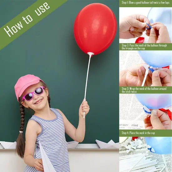 Upgraded Version 100 Pieces White Plastic Balloon Sticks Holders and Cups for Christmas Decoration Party and Wedding Decoration {5}