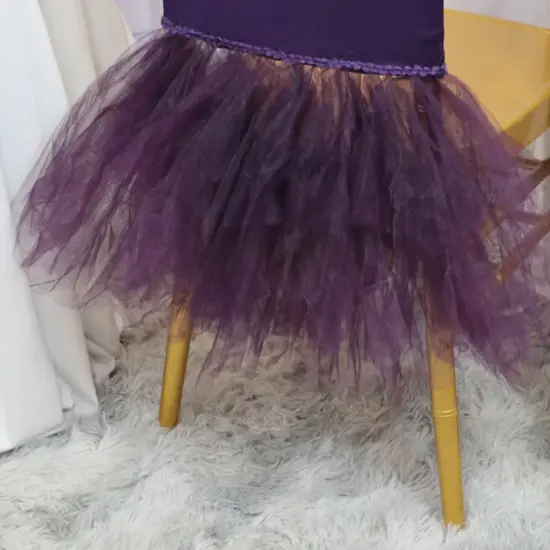 1 Piece Eggplant Stretch Spandex Chiavari Chair Cover with Graceful Ballerina Skirt {4}