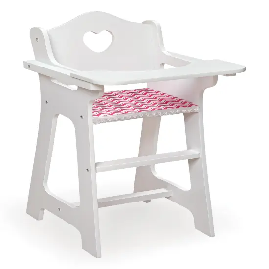 Badger Basket Doll High Chair with Accessories and Free Personalization Kit - White/Pink/Chevron {4}