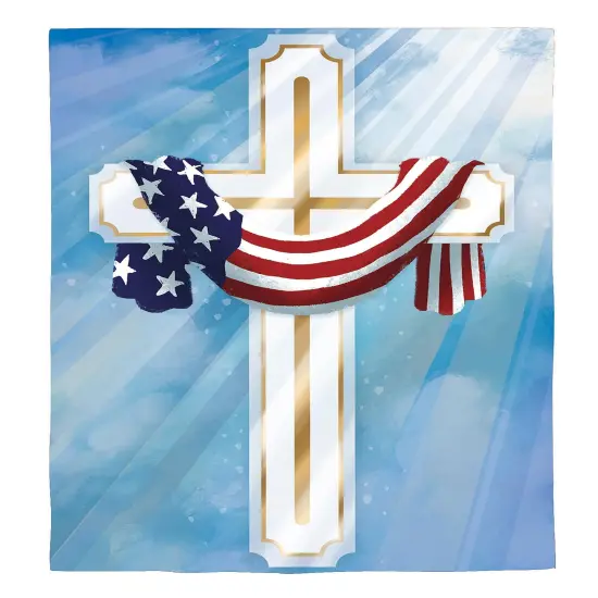 Flag Draped Cross 2 Sided Banner {1}