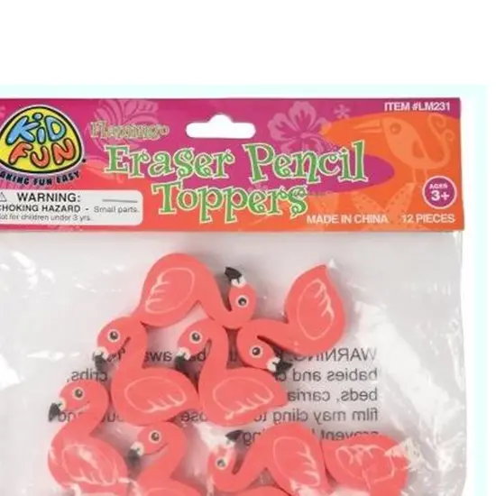 Flamingo Eraser Pencil Toppers Include 12 Units {3}