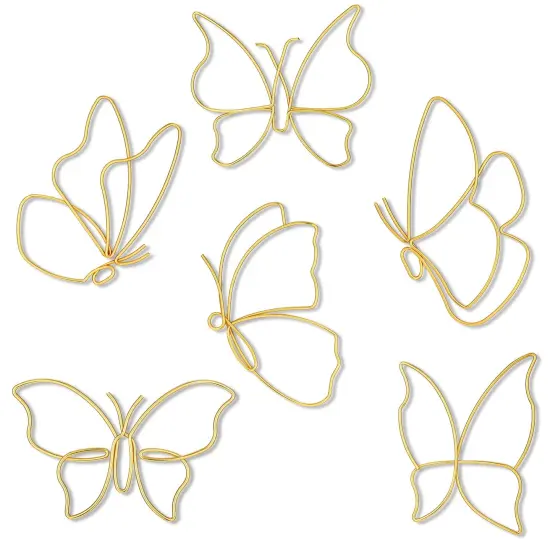 Hotop 6 Pieces Metal Butterfly Wall Decor Metal Wall Art Heart Hanging Decorations Wire Flowers Decor Wall Decals for Kitchen Bathroom Indoor Outdoor Wedding Birthday Party (Gold,Butterfly) {1}