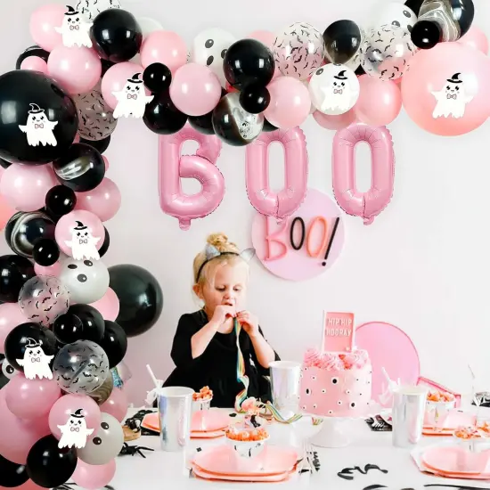 122Pcs Pink Black Balloons Decorations(Pink, Black) {3}