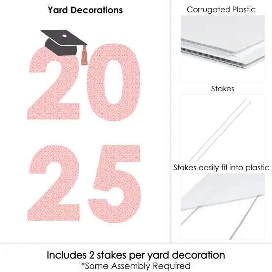 Big Dot of Happiness Rose Gold Grad - 2025 Yard Sign Outdoor Lawn Decorations - Graduation Party Yard Signs - 2025 {6}