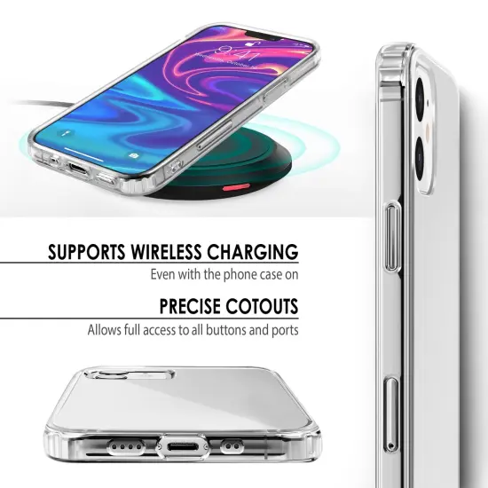 Hybrid Clear Case Compatible with iPhone 12 mini (5.4 inch), Matte Hard PC Back with Shockproof Soft TPU Bumper Protective Crystal Cover, by Insten {3}