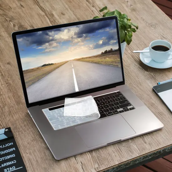 Insten 2 Pack Keyboard Cover Protector Compatible with 2020 Macbook Pro 13", Ultra Thin Silicone Skin, Tactile Feeling, Anti-Dust, Clear & Black {7}