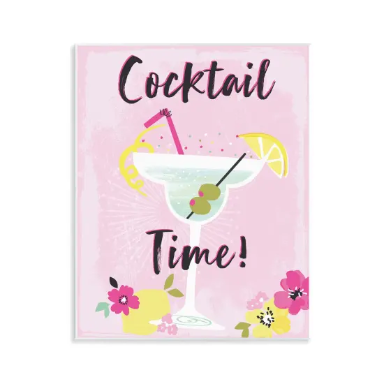 Stupell Industries Pink Cocktail Time Wall Plaque Art Design by Angela Nickeas {1}