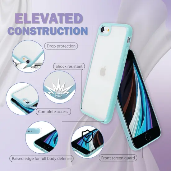 Crystal Clear Case For iPhone SE 2020 (2nd Gen), Color Raised Edge Ultra Thin Slim Shell Protective Cover Blue Bumper, by Insten {2}