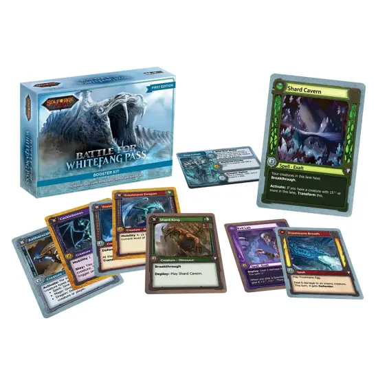 SolForge Fusion: Battle for Whitefang Pass Booster Kit - Standalone Expansion, The Hybrid Deckbuilding Card Game, 4 Faction Decks, Lane Based Combat {4}