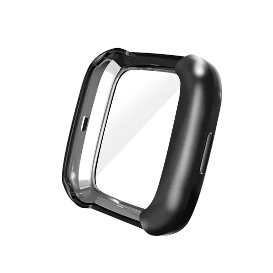 Screen Protector compatible with Fitbit Versa 2 Smartwatch, with Soft TPU Rubber Protective Case All Around Shockproof Bumper Full Cover, Clear/Black by Insten {3}