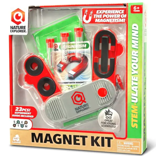 Lanard Nature Explorer: Magnet Kit - Learn The Power Of Magnets, Fold-Out Storage Case, STEM Experiment Booklet, Carry Pouch, STEM Toy, Kids Ages 6+ {1}