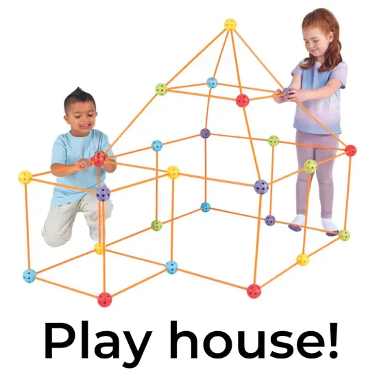 Everest Toys: Crazy Forts! Multi Color - 69pc Rod & Ball Fort Building Playset, STEM Toy, Indoor & Outdoor, Create Your Own Structures, Kids Ages 5+ {5}