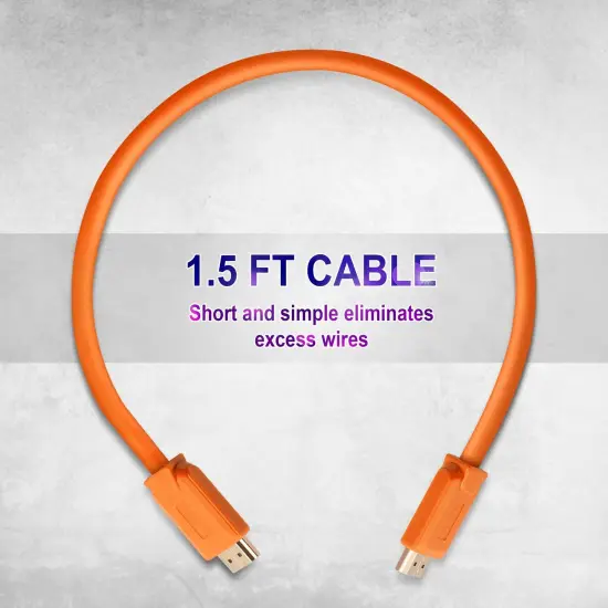 Insten - 2 Pack 1.5 ft HDMI High Speed Cable, 2.1 Version, 8K 60Hz, 48Gbps, PVC Cable, Gold Connectors, Orange {7}