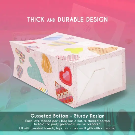 Juvale 36 Pack Valentine Paper Bags for Kids, Small Heart Party Favor Bags for Valentine&rsquo;s Day Goodies, Events and Kids Class, Party Supplies (5.1 x 8.7 Inches) Multicolor {4}