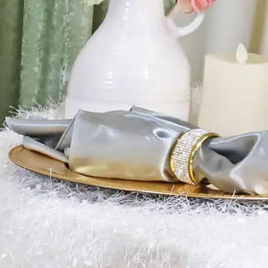 10 Pieces Silver Ruffled Spandex Chair Bands for Modern Event Styling 8x13 inches {5}