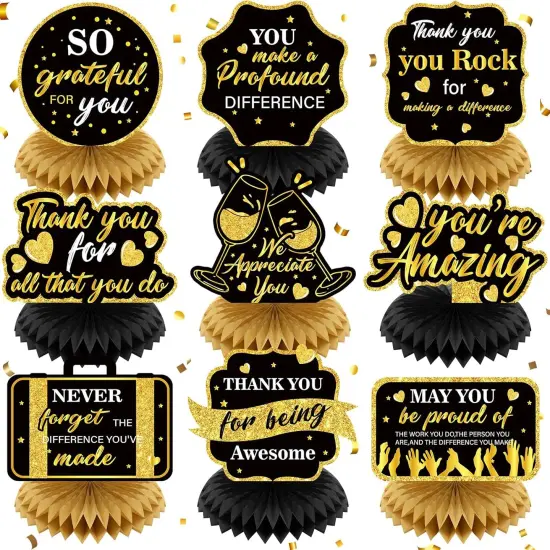 9Pcs We Appreciate You Decorations Black Gold {1}