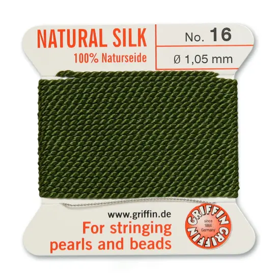 Size 16 Griffin Bead Cord 100% Natural Silk Olive {2}