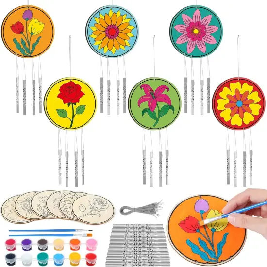 24 Sets Flower Wind Chimes Craft for Kids {1}