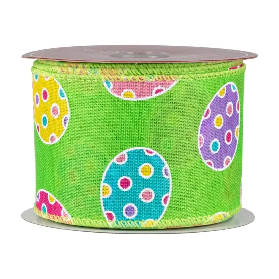 Northlight Easter Egg Design Wired Spring Craft Ribbon - 2.5" x 10 Yards - Green Multi {4}