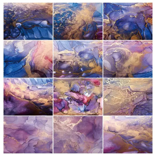 Fluid Art Scrapbook Paper Pack. 12 Sheets of 15.2x15.2cm Heavyweight Paper Pad F07M2-3 AC230310-06 {2}