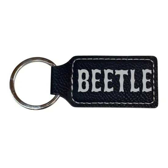 Keychain - Rectangle - Beetle - Leather Pink/Black {2}