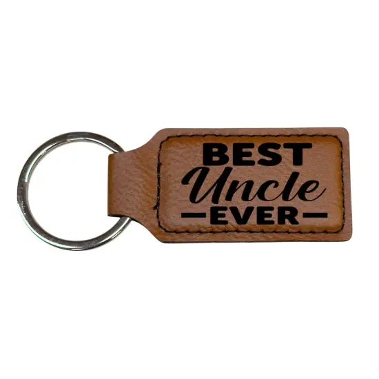 Keychain - Rectangle - Best Uncle Ever - Leather Black/Silver {4}