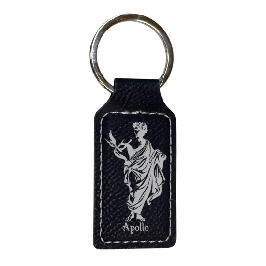 Keychain - Rectangle - Apollo - Leather Black/Silver {1}