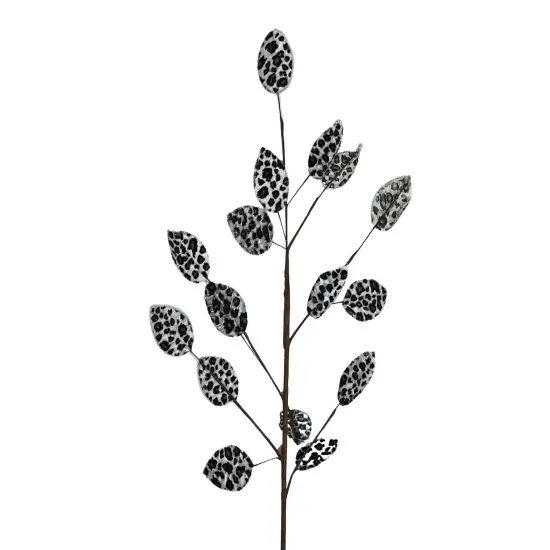 Elegant Frost: 32-Inch Snow Leopard Leaves Spray-(128705) {1}