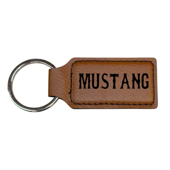 Keychain - Rectangle - Mustang - Leather Pink/Black {4}
