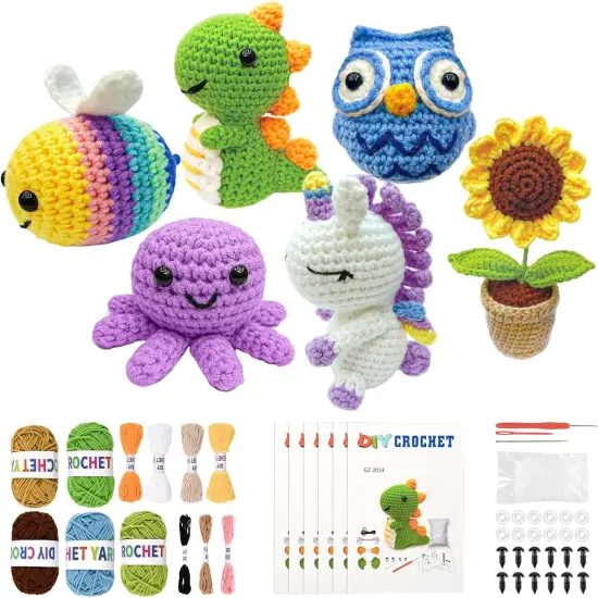 6PCS Crochet Kit for Beginners (Sunflower) {1}