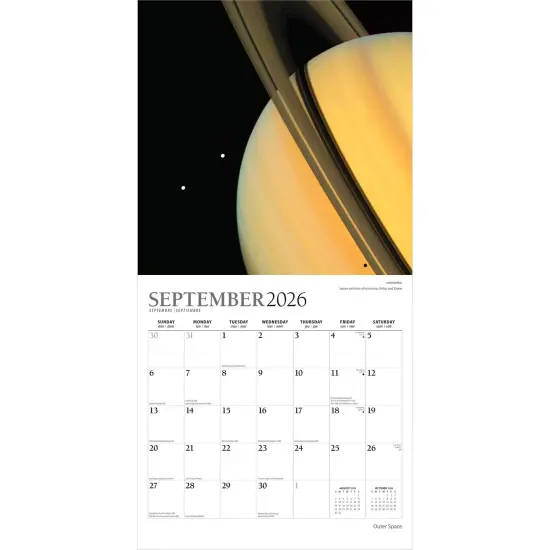 Outer Space | 2026 12 x 24 Inch (Hanging) Monthly Square Wall Calendar | Foil Stamped Cover {4}