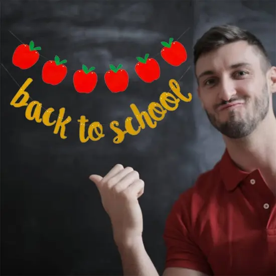 Back to School Banner Apple Garland Banner for First Day of School Classroom Decor Teacher Gifts Apple Themed Party Supplies by Ucity {2}
