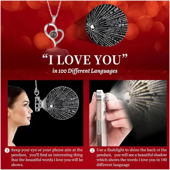 Preserved Real Rose with Heart I Love You Necklaces for Women {5}