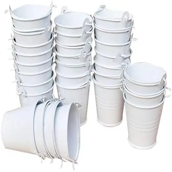 30pcs Mini Metal Bucket - White {1}