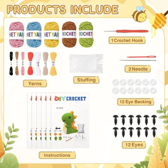 6PCS Animal Crochet Kit with Guides - Pink {2}