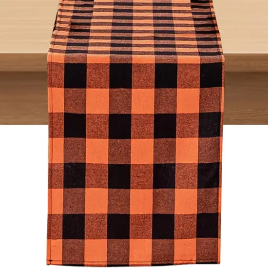 Fall Checkered Table Runner - Orange Buffalo {1}
