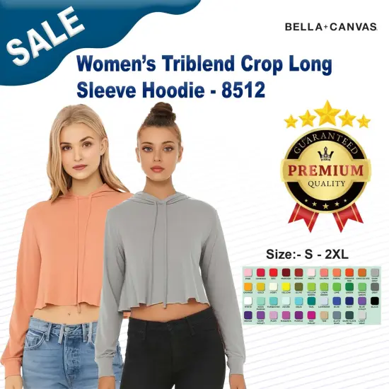 Bella + Canvas&reg; Women&rsquo;s Triblend Crop Long Sleeve Hoodie Tan Triblend {3}