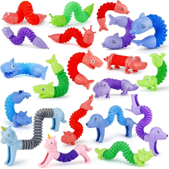 20Pcs Animal Pop Tubes，Easter Fidget Toys for Toddlers,Party Favors, Carnival Prizes, Valentine's Day Birthday Gifts, Sensory Toys for Kids 3-8, Pi&ntilde;ata Stuffers, Autism Toys {1}